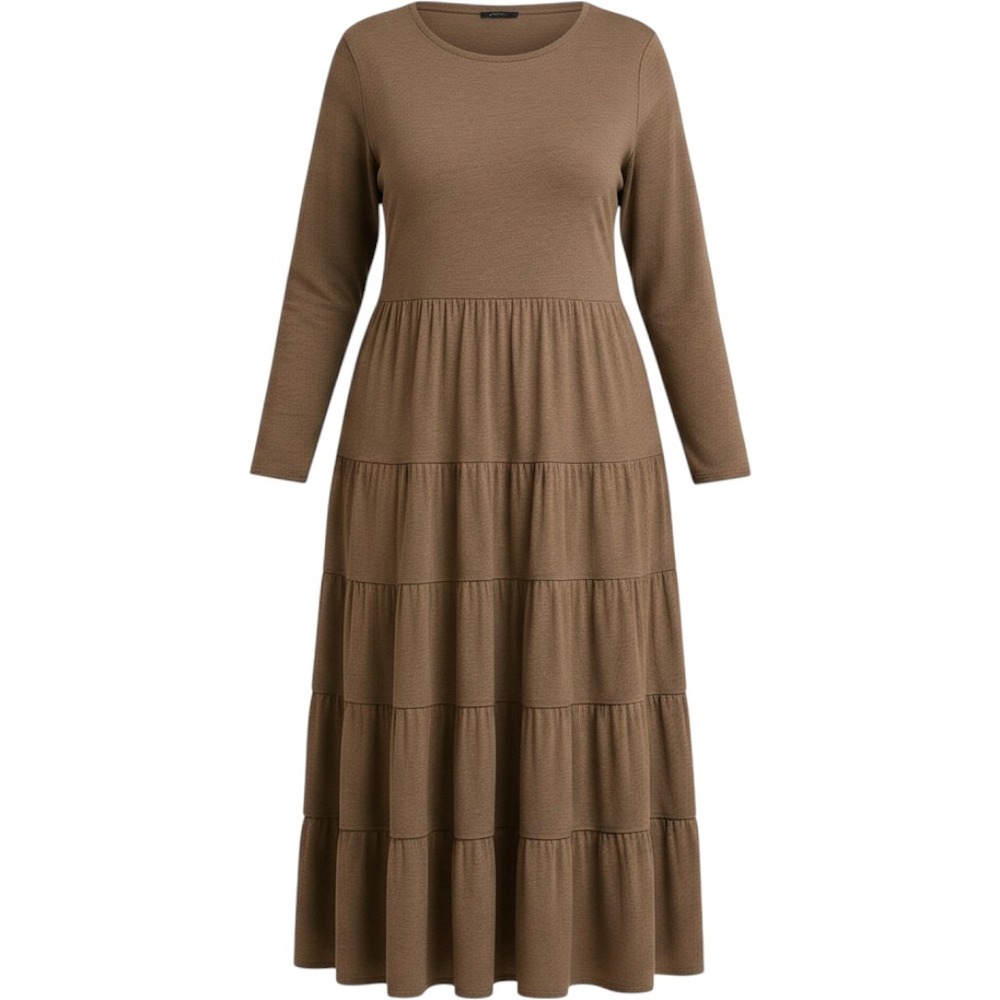 Soft Surroundings Tiered Maxi Dress XL Brown Boho modest cottagecore church